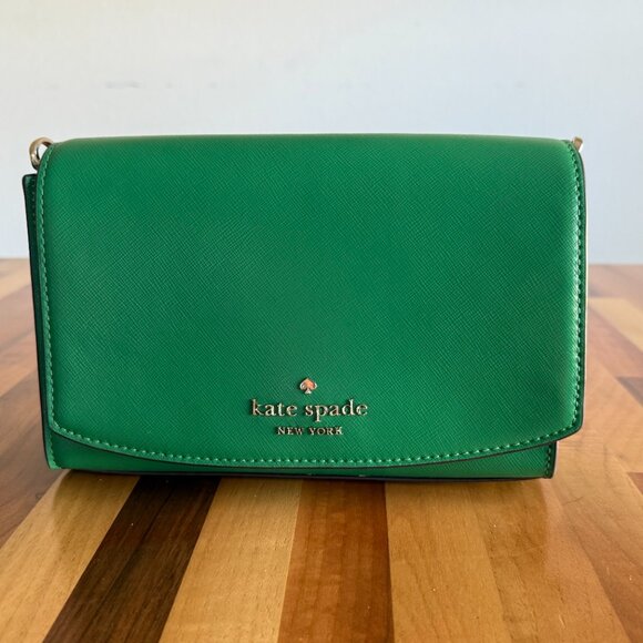 Kate Spade Green Leather Crossbody Bag with Gold Chain - Picture 2 of 11